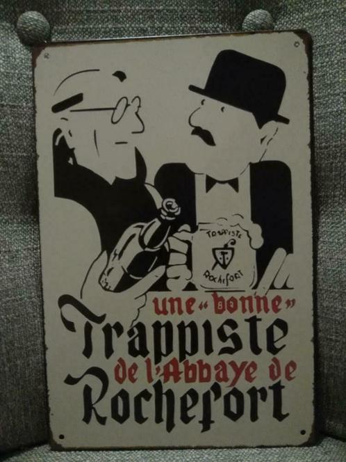 Plaque en métal publicitaire vintage trappiste Rochefort, Collections, Marques de bière, Neuf, Panneau, Plaque ou Plaquette publicitaire