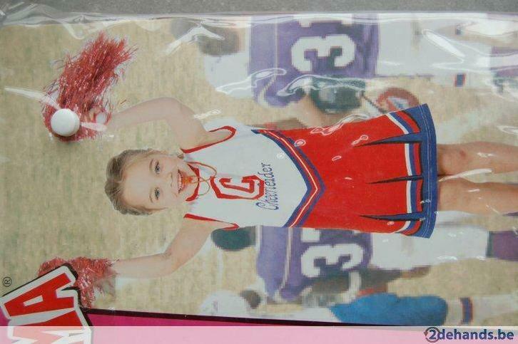 Verkleedpak/Playama Cheerleader- 3-4 of 5-6 j- NIEUW+pompons, Kinderen en Baby's, Carnavalskleding en Verkleedspullen, Nieuw, Meisje