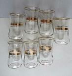 Oude druppelglaasjes met gouden randje - set van 7 stuks, Antiek en Kunst, Ophalen of Verzenden