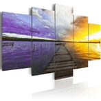 63 Paars Sunset Steiger 5 Luik Canvas Schilderij 200x100cm, Ophalen of Verzenden