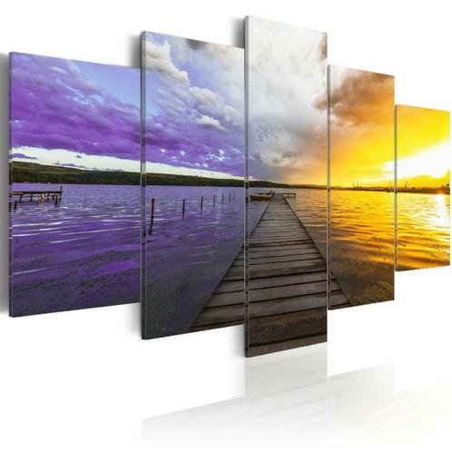 63 Paars Sunset Steiger 5 Luik Canvas Schilderij 200x100cm, Antiek en Kunst, Kunst | Schilderijen | Abstract, Ophalen of Verzenden