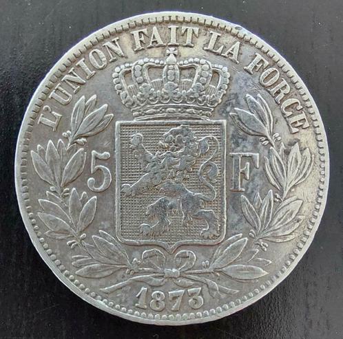 Belgium 1873 - 5 Fr. Zilver - Leopold II - Morin 160a - Pr, Timbres & Monnaies, Monnaies | Belgique, Monnaie en vrac, Argent, Argent