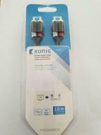 2 RCA male naar 2 RCA male kabel - 2 meter - nieuw en verpak
