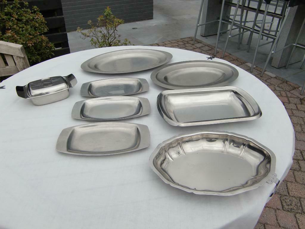 RETRO INOX SCHALEN EN BOTERPOT MET DEKSEL, Collections, Rétro, Enlèvement ou Envoi