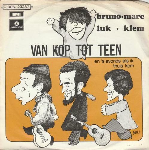 45T: Bruno, Marc, Luk, Klem : Van kop tot teen, CD & DVD, Vinyles | Néerlandophone, Utilisé, Autres formats, Enlèvement ou Envoi