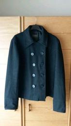 Zwarte mantel met dubbele knopenrij, Woman basic, Ophalen of Verzenden, Zo goed als nieuw, Maat 46/48 (XL) of groter