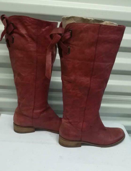 660A * SPM Prachtige rode leren laarzen (36), Kleding | Dames, Schoenen, Nieuw, Hoge laarzen, Rood, Verzenden