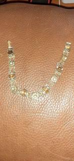 §  Bracelet métal doré avec pierre orange et blanche, Utilisé, Enlèvement ou Envoi