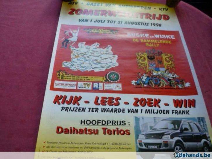 Suske en Wiske affiche van " De Rammelende Rally" uit 1998, Verzamelen, Stripfiguren, Gebruikt