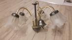 2-kleurig lustertje +bijhorend wandlampje, Ophalen of Verzenden, Gebruikt, Glas