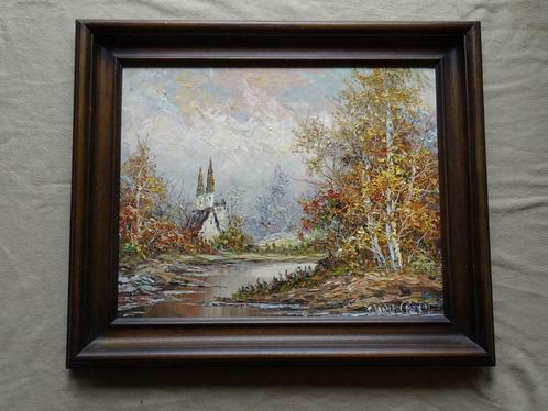 Schilderij landschap herfst / winter Marie Charlot, Antiek en Kunst, Kunst | Schilderijen | Klassiek, Ophalen