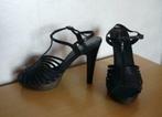Zwarte schoenen plateau pumps met slangenleer effect Mt 37, -, Ophalen of Verzenden