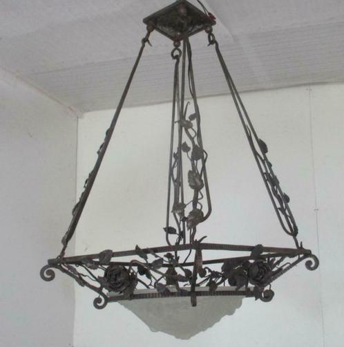 grote smeedijzeren lamp luster Schneider coup schaal 15, Antiek en Kunst, Antiek | Verlichting, Ophalen