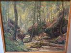 1933 LOUIS CLESSE roche à SPA olie/hout boszicht met rotsen, Antiek en Kunst, Ophalen