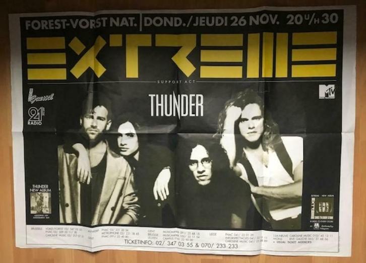 CONCERTAFFICHE EXTREME EN THUNDER VORST NOV. 1992 HARD ROCK, Verzamelen, Posters, Gebruikt, Muziek, Deurposter of groter, Rechthoekig Staand