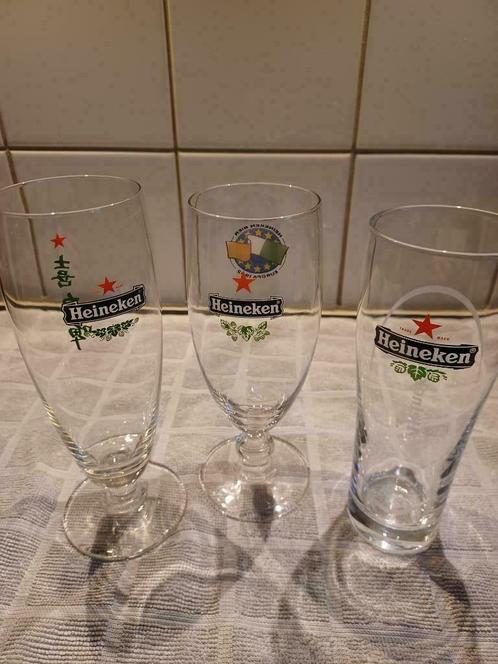 HEINEKEN (deel 4): speciale glazen  3 stuks, Verzamelen, Glas en Drinkglazen, Zo goed als nieuw, Bierglas, Ophalen of Verzenden
