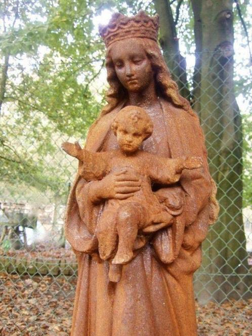 Madonna met kind sculptuur - gietijzer-tuin -beeld, Antiquités & Art, Art | Sculptures & Bois, Enlèvement ou Envoi