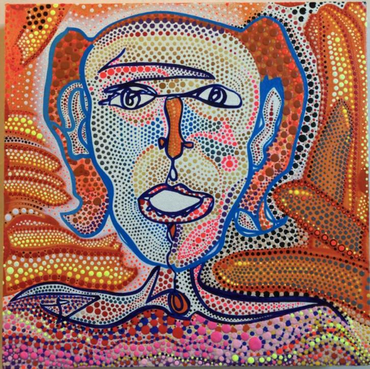 Groene man 2029 - Mat 1618 - Acryl op canvas, Antiek en Kunst, Kunst | Schilderijen | Modern, Ophalen of Verzenden