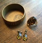 Set leopard juwelen : oorbellen/grote ring/armband