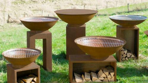 Vuurschaal cortenstaal schaal staal vuurbak rond vierkant, Tuin en Terras, Houtskoolbarbecues, Nieuw, Met accessoires, Ophalen of Verzenden