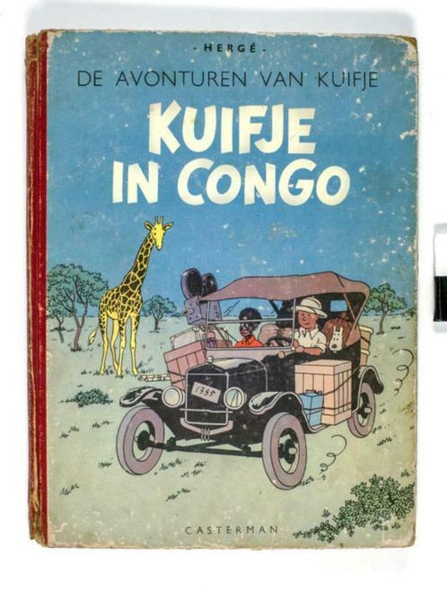 Kuifje in Congo - hc linnen rug - 1e druk 1947, Boeken, Stripverhalen, Gelezen, Ophalen of Verzenden
