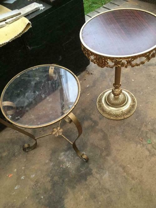table d'appoint ronde inn peinture cuivre/or avec plateau ro, Maison & Meubles, Tables | Tables d'appoint, Rond, Verre, Enlèvement