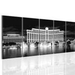 Canvas schilderij 5 luik Bellagio Las Vegas 220 x 80 cm, Nieuw, Canvas of Doek, Verzenden