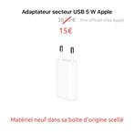 Apple adaptateur secteur USB 5 W pour iPhone, Informatique & Logiciels, Ordinateurs & Logiciels Autre, Neuf