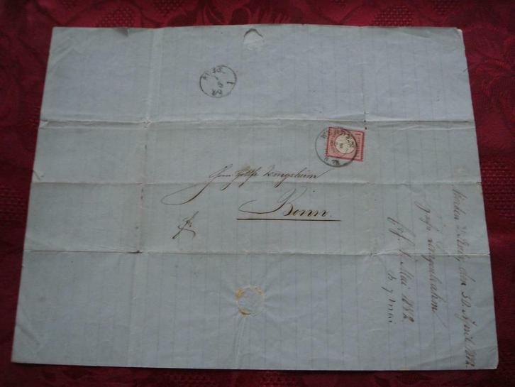DUITSE   POSTZEGEL OP   BRIEF   VAN 1872, Postzegels en Munten, Postzegels | Europa | België, Gestempeld, Met envelop, Ophalen of Verzenden