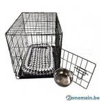 Cage avec bac + coussin noir et blanc + bol inox 6 TAILLES, Dieren en Toebehoren, Honden-accessoires, Verzenden, Nieuw