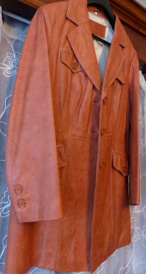 Veste cuir doubl e couleur orange brique Taille L femme C A