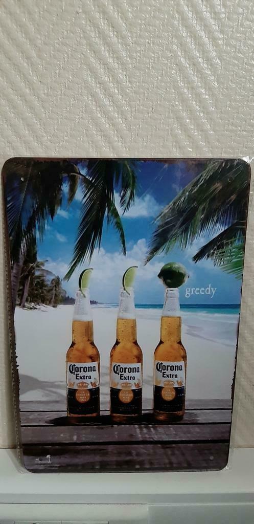 Metalen reclamebord Corona bier, Verzamelen, Biermerken, Nieuw, Reclamebord, Plaat of Schild, Verzenden