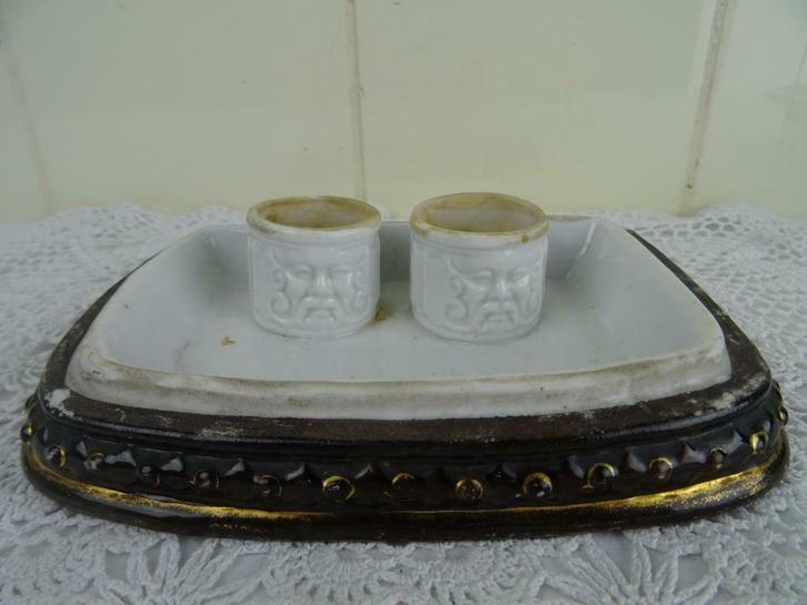 Coffret encre antique Coffret encre porcelaine env.1800 Curi, Antiquités & Art, Curiosités & Brocante, Enlèvement ou Envoi