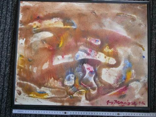 GUY DENAIGRE - OLIE/DOEK - ORIGINEEL GESIGNEERD, Antiek en Kunst, Kunst | Schilderijen | Abstract, Ophalen of Verzenden