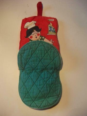 vintage pannenlap of ovenhandschoen van Kreiter, Envoi, Utilisé