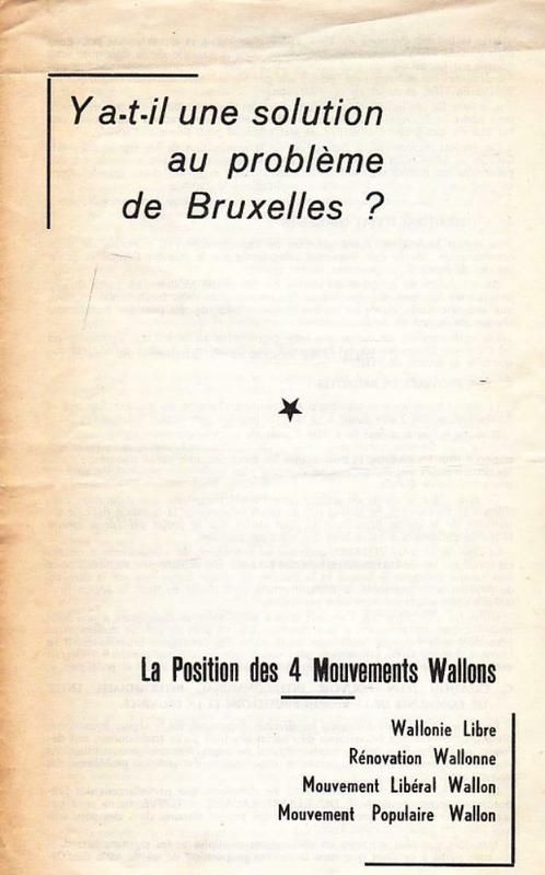 Pamflet: Y a-t-il une solution au problème de Bruxelles?,, Collections, Revues, Journaux & Coupures, Coupure(s), 1960 à 1980, Enlèvement ou Envoi