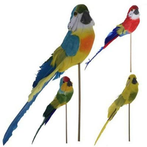 Plantensteker decoratie papegaai op stok 28 cm, Tuin en Terras, Tuinwanddecoratie, Nieuw, Ophalen of Verzenden