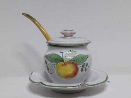 Porcelaine italienne - Pot à confiture + cuillère, Maison & Meubles, Cuisine | Vaisselle, Neuf, Autres types, Autres styles, Porcelaine