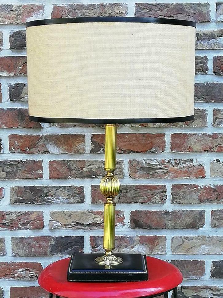 Mooie retro staanlamp met lederen basis - ca. 1970-1980, Antiek en Kunst, Curiosa en Brocante, Ophalen