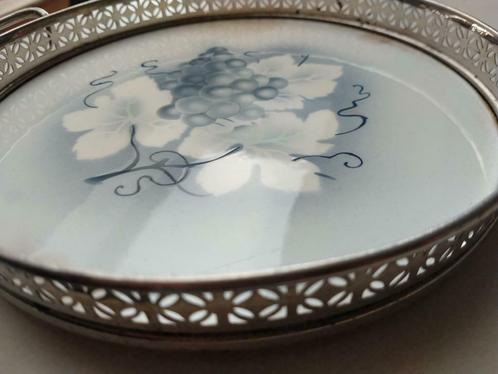 Art deco Porcelein tegel dienblad,Villeroy Boch-druivendecor, Antiek en Kunst, Curiosa en Brocante, Ophalen