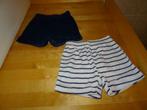 2 sponsen shortjes 62 (blauw + wit blauw gestreept), Kinderen en Baby's, Ophalen of Verzenden, Gebruikt, Jongetje of Meisje, Broekje