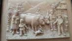 Petit tableau sculpté en albâtre - vie rurale en Suisse (?), Antiquités & Art, Art | Sculptures & Bois, Enlèvement ou Envoi