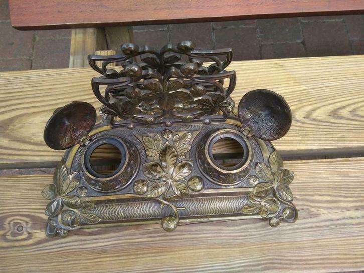 Oude dubbele antieke inktpot, Antiek en Kunst, Antiek | Brons en Koper, Ophalen of Verzenden