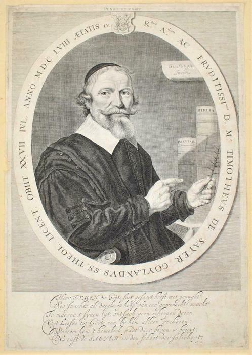 Pastoor Timotheus de Sayer, 17de eeuw, Antiek en Kunst, Kunst | Etsen en Gravures, Ophalen of Verzenden