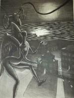 1955 gravure B. Eyckermans Labyrint 12/175 néo-surréalisme, Antiquités & Art, Enlèvement ou Envoi