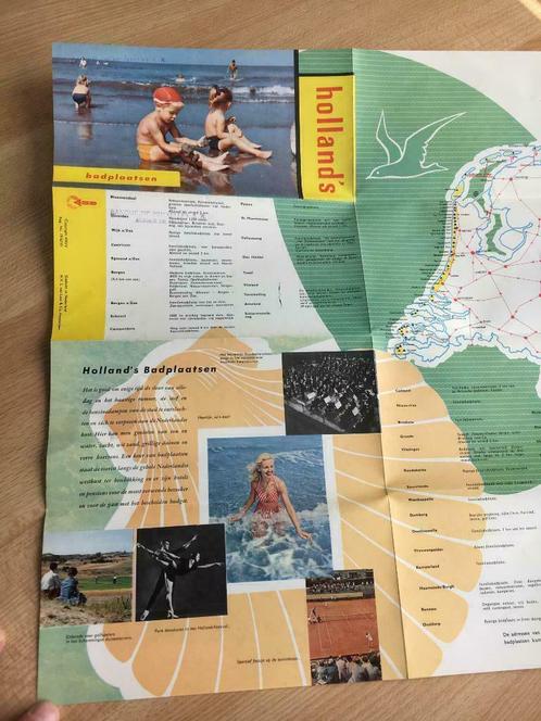 dépliant touristique "Hollande - plages"    vintage  '70, Livres, Atlas & Cartes géographiques, Comme neuf, Carte géographique