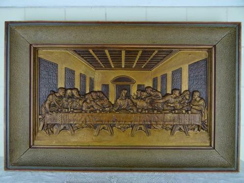 Het Laatste Avondmaal 80 bij 51 cm Antiek reliëf Avondmaal, Antiek en Kunst, Antiek | Religieuze voorwerpen, Ophalen of Verzenden