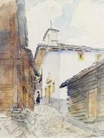 Juliaan Severin - mooie tekening - bergdorp in Europa - 50s, Antiek en Kunst, Ophalen