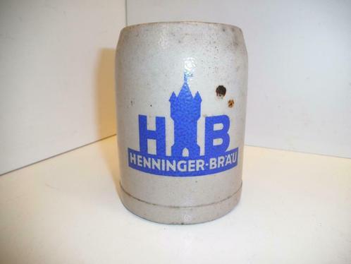 Oude stenen bierpot Henninger Brau (DS185-c), Verzamelen, Merken en Reclamevoorwerpen, Gebruikt, Gebruiksvoorwerp, Ophalen of Verzenden