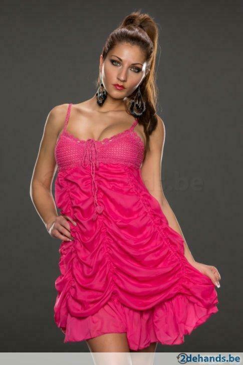 framboos roze  jurkje, Kleding | Dames, Jurken, Nieuw, Maat 36 (S), Roze, Boven de knie, Verzenden